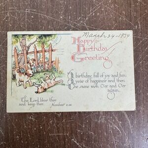 1934 Birthday Greeting Card Colorized‎ Postcard USED